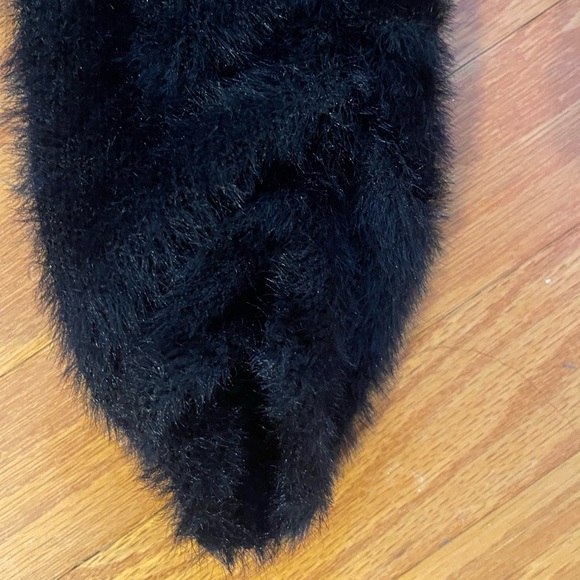 For Love and Lemons black fluffy cropped Anastasia cardigan w/pink rose details - Picture 7 of 8